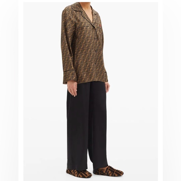 WOMENS FENDI SHEARLING NAPPA Monogram Slippers Size 39 - Picture 5 of 16